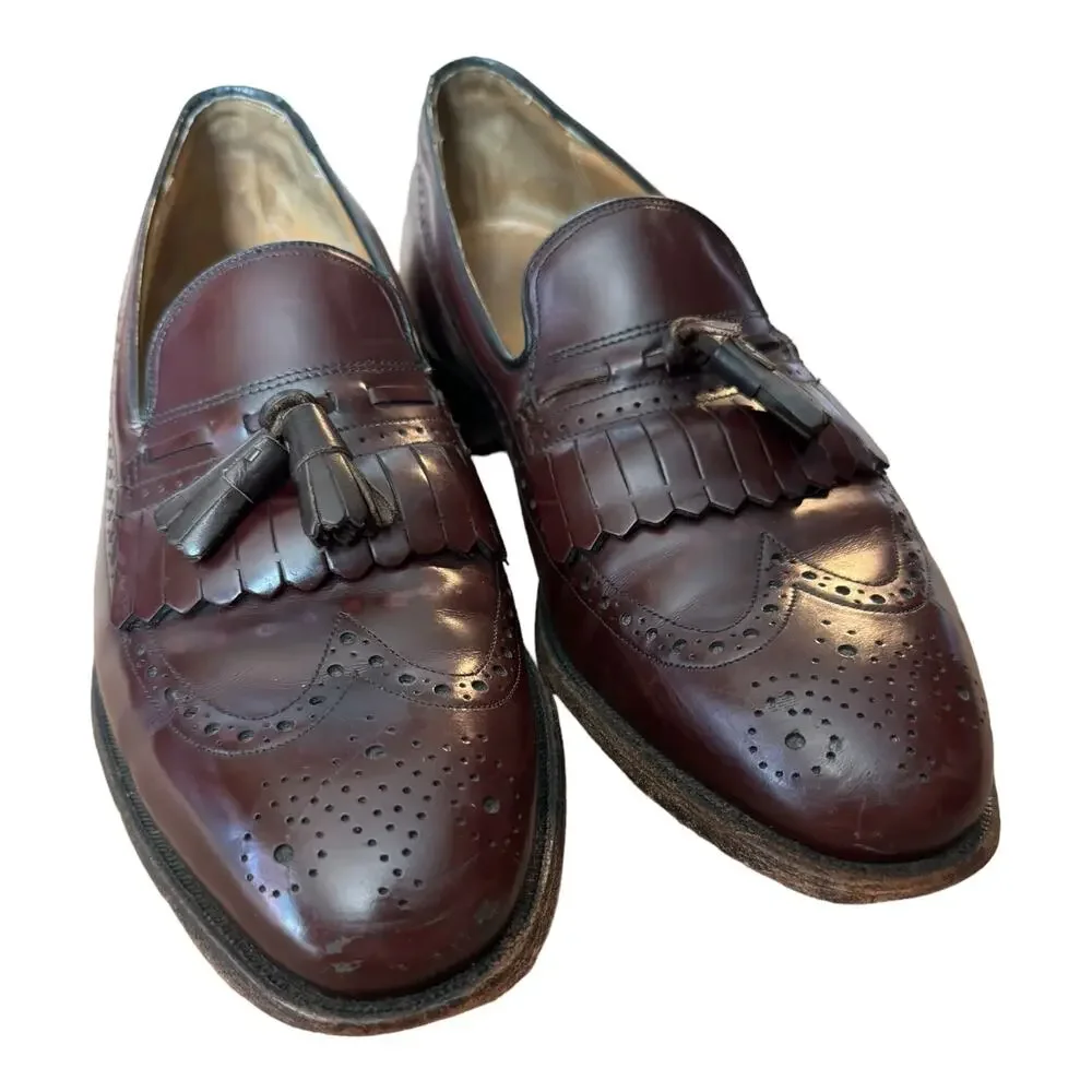 Johnston Murphy Limited Collection Burgundy Leather Wingtip Shoes Men's size 10